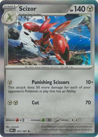 Card: Scarlet & Violet: Obsidian Flames Single, Scizor - 141/197 - Holo Rare