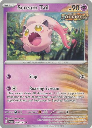 Card: Scarlet & Violet: Paradox Rift Singles, Scream Tail - 086/182 - Uncommon