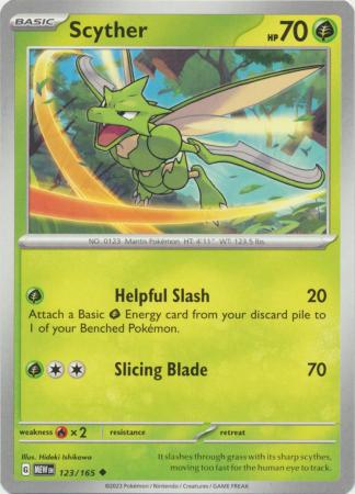Card: Scarlet & Violet: 151 Singles, Scyther - 123/165 - Uncommon