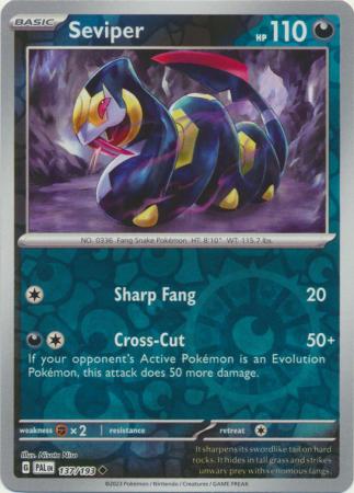 Card: Scarlet & Violet: Paldea Evolved Singles, Seviper - 137/193 - Uncommon Reverse Holo