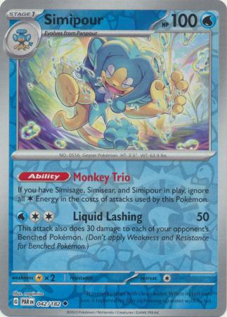 Card: Scarlet & Violet: Paradox Rift Singles, Simipour - 042/182 - Uncommon Reverse Holo