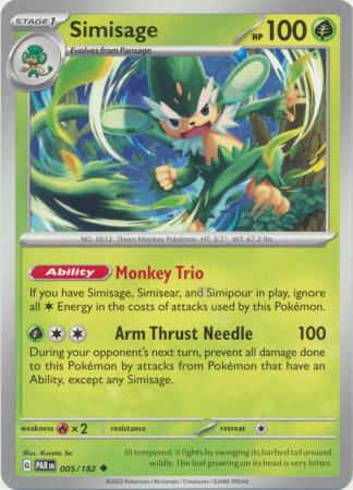 Card: Scarlet & Violet: Paradox Rift Singles, Simisage - 005/182 - Uncommon