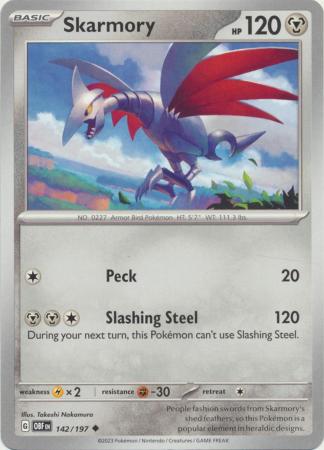 Card: Scarlet & Violet: Obsidian Flames Single, Skarmory - 142/197 - Uncommon
