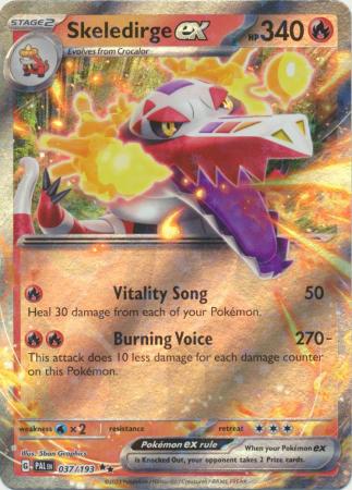 Card: Scarlet & Violet: Paldea Evolved Singles, Skeledirge ex - 037/193 - Ultra Rare