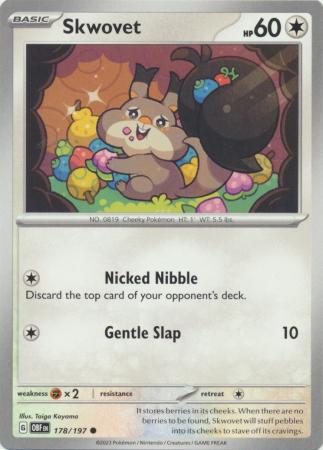 Card: Scarlet & Violet: Obsidian Flames Single, Skwovet - 178/197 - Common