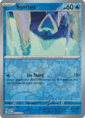 Card: Scarlet & Violet: Paradox Rift Singles, Snorunt - 037/182 - Common Reverse Holo