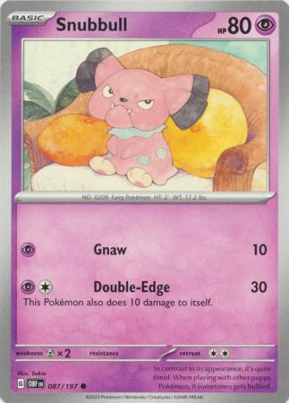Card: Scarlet & Violet: Obsidian Flames Single, Snubbull - 087/197 - Common