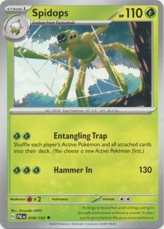 Card: Scarlet & Violet: Paldea Evolved Singles, Spidops - 018/193 - Uncommon