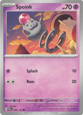 Card: Scarlet & Violet: Obsidian Flames Single, Spoink - 090/197 - Common