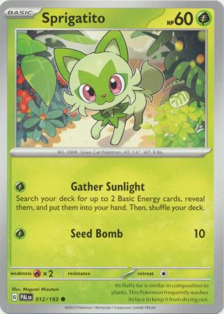 Card: Scarlet & Violet: Paldea Evolved Singles, Sprigatito - 012/193 - Common