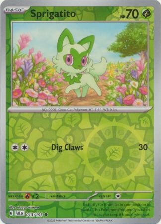 Card: Scarlet & Violet: Paldea Evolved Singles, Sprigatito - 013/193 - Common Reverse Holo