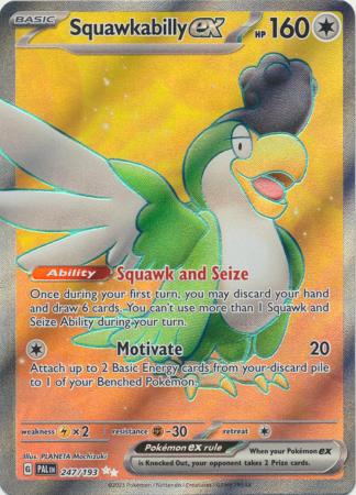 Card: Scarlet & Violet: Paldea Evolved Singles, Squawkabilly ex - 247/193 - Full Art Secret Rare