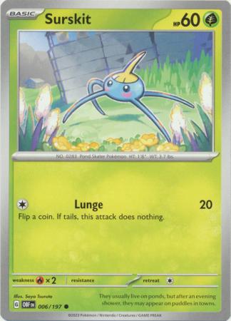 Card: Scarlet & Violet: Obsidian Flames Single, Surskit - 006/197 - Common