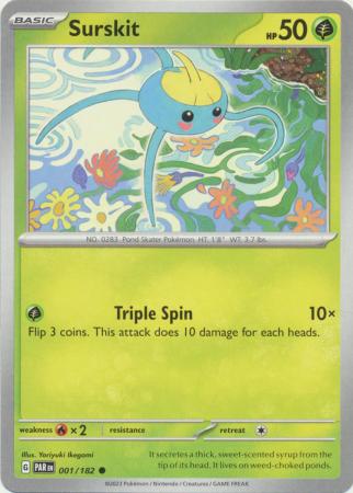 Card: Scarlet & Violet: Paradox Rift Singles, Surskit - 001/182 - Common