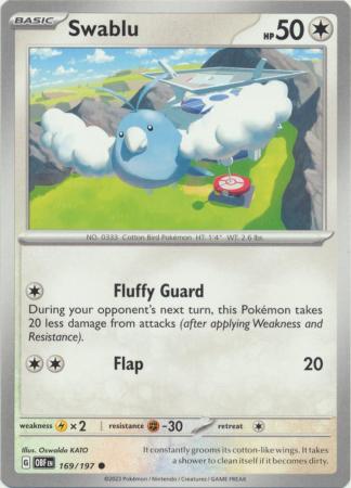 Card: Scarlet & Violet: Obsidian Flames Single, Swablu - 169/197 - Common