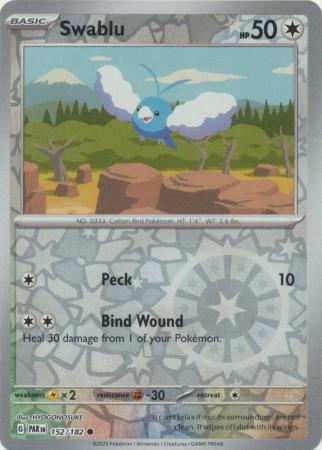 Card: Scarlet & Violet: Paradox Rift Singles, Swablu - 152/182 - Common Reverse Holo