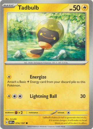 Card: Scarlet & Violet: Obsidian Flames Single, Tadbulb - 074/197 - Common