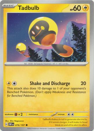 Card: Scarlet & Violet: Obsidian Flames Single, Tadbulb - 076/197 - Common