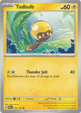 Card: Scarlet & Violet: Obsidian Flames Single, Tadbulb - 075/197 - Common