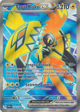 Card: Scarlet & Violet: Paradox Rift Singles, Tapu Koko ex - 222/182 - Full Art Secret Rare