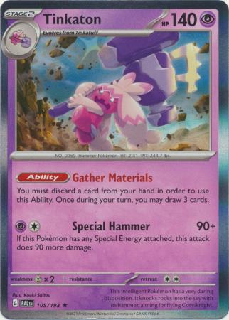 Card: Scarlet & Violet: Paldea Evolved Singles, Tinkaton - 105/193 - Holo Rare