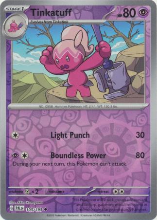 Card: Scarlet & Violet: Paldea Evolved Singles, Tinkatuff - 103/193 - Uncommon Reverse Holo