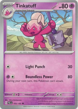 Card: Scarlet & Violet: Paldea Evolved Singles, Tinkatuff - 103/193 - Uncommon