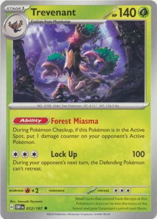 Card: Scarlet & Violet: Obsidian Flames Single, Trevenant - 012/197 - Uncommon