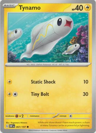 Card: Scarlet & Violet: Obsidian Flames Single, Tynamo - 067/197 - Common