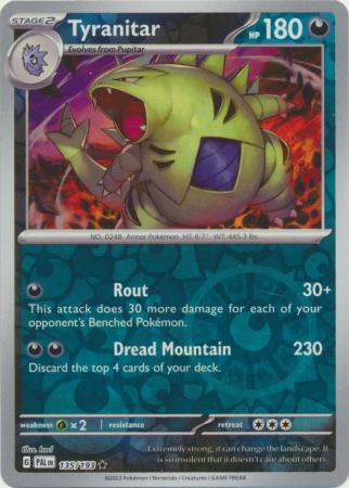 Card: Scarlet & Violet: Paldea Evolved Singles, Tyranitar - 135/193 - Holo Rare Reverse Holo