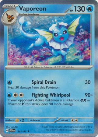 Card: Scarlet & Violet: 151 Singles, Vaporeon - 134/165 - Holo Rare