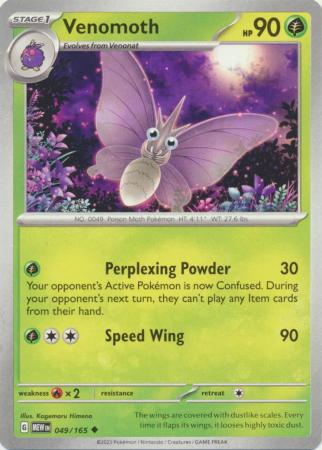 Card: Scarlet & Violet: 151 Singles, Venomoth - 049/165 - Uncommon