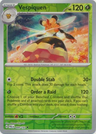 Card: Scarlet & Violet: Paldea Evolved Singles, Vespiquen - 009/193 - Uncommon Reverse Holo