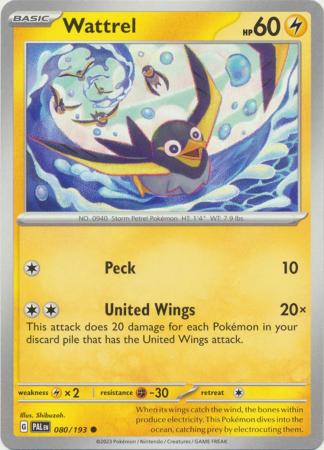 Card: Scarlet & Violet: Paldea Evolved Singles, Wattrel - 080/193 - Common