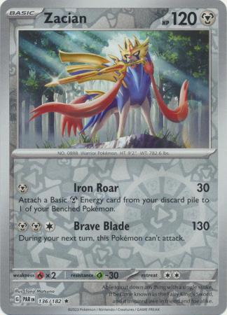Card: Scarlet & Violet: Paradox Rift Singles, Zacian - 136/182 - Holo Rare Reverse Holo